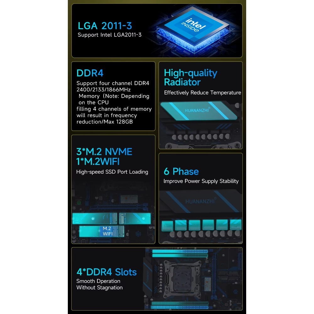 Placa base HUANANZHI X99 QD4 L - E5 2696 V3 reseña y precio